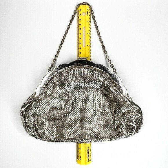 Large size Whiting Davis Silver Mesh Evening Bag Bejeweled MCM Disco Purse vtg - Picture 5 of 11